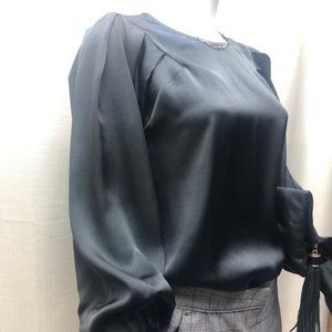 Black satin dressy blouse